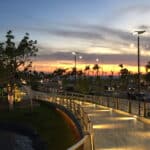 Eclairage solaire urbain d'un parc à Campeche au Mexique
