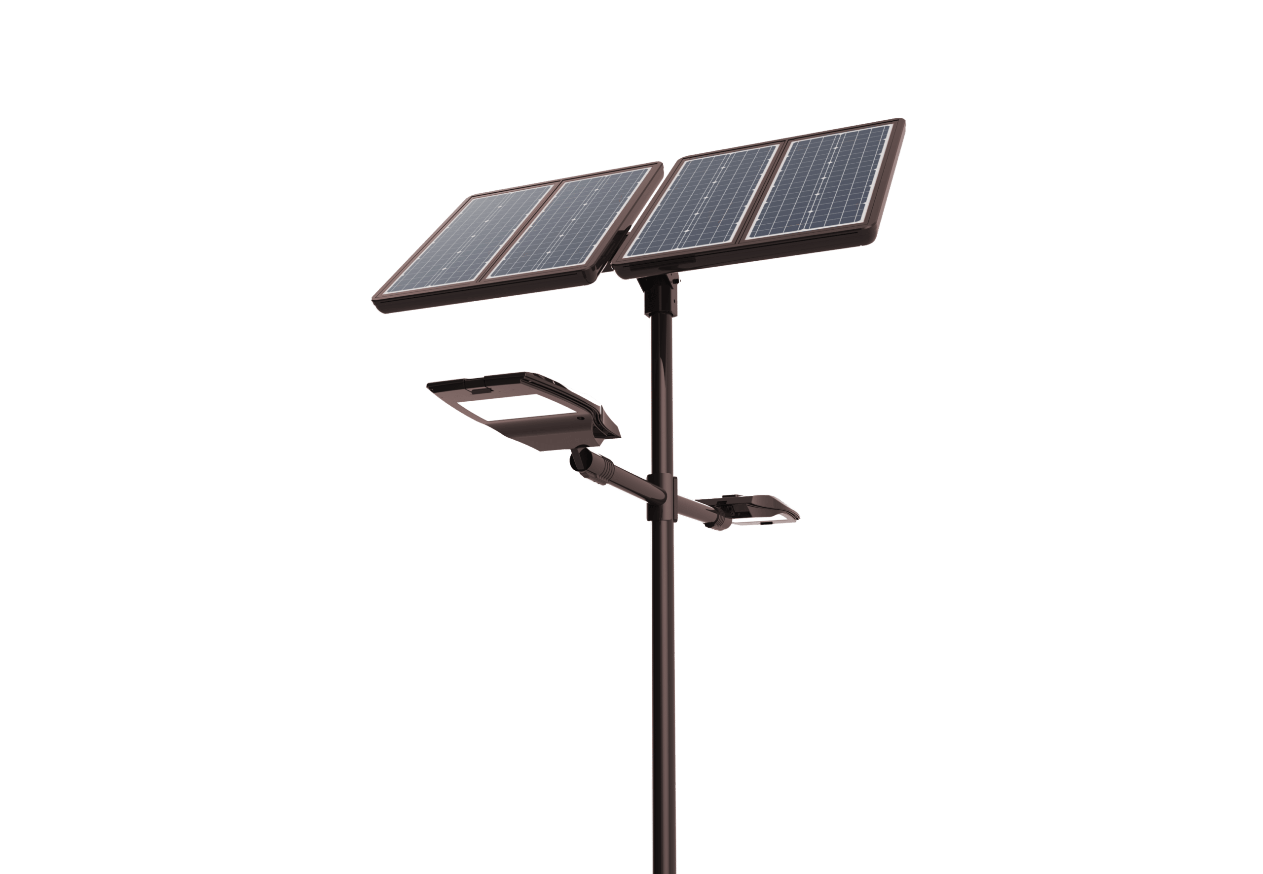 Lampadaire solaire UP4 intelliget et connecté double lanterne marron