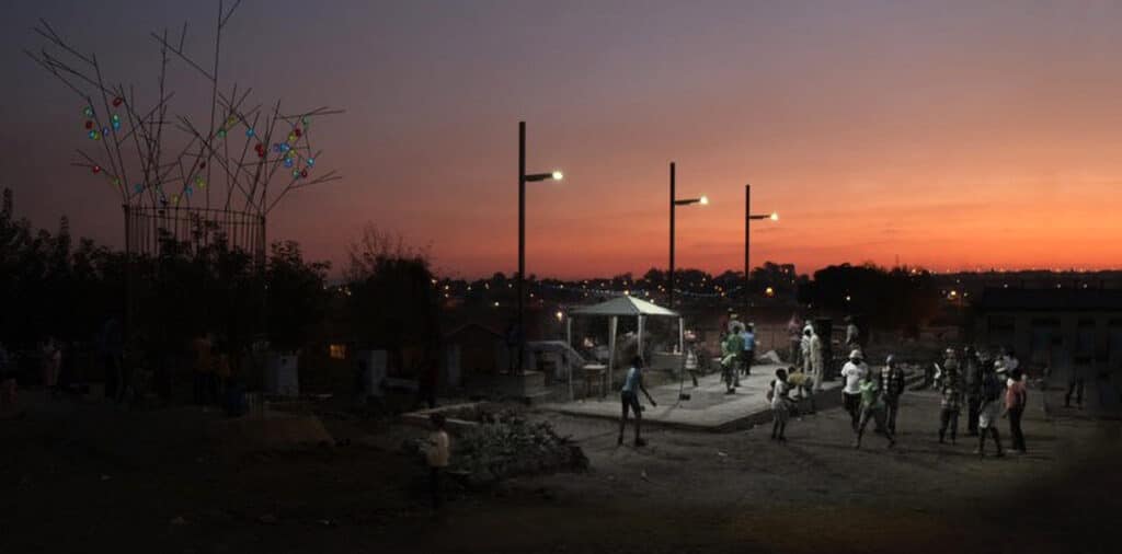 Éclairage du cinéma "Le Sans Souci" à Soweto